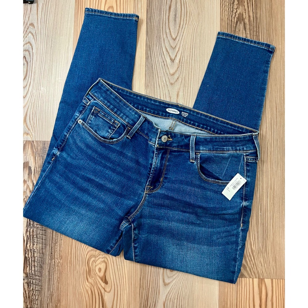 Old Navy Rockstar Super Skinny Low Rise Jeans Womens 12 Petite Medium Wash NWT